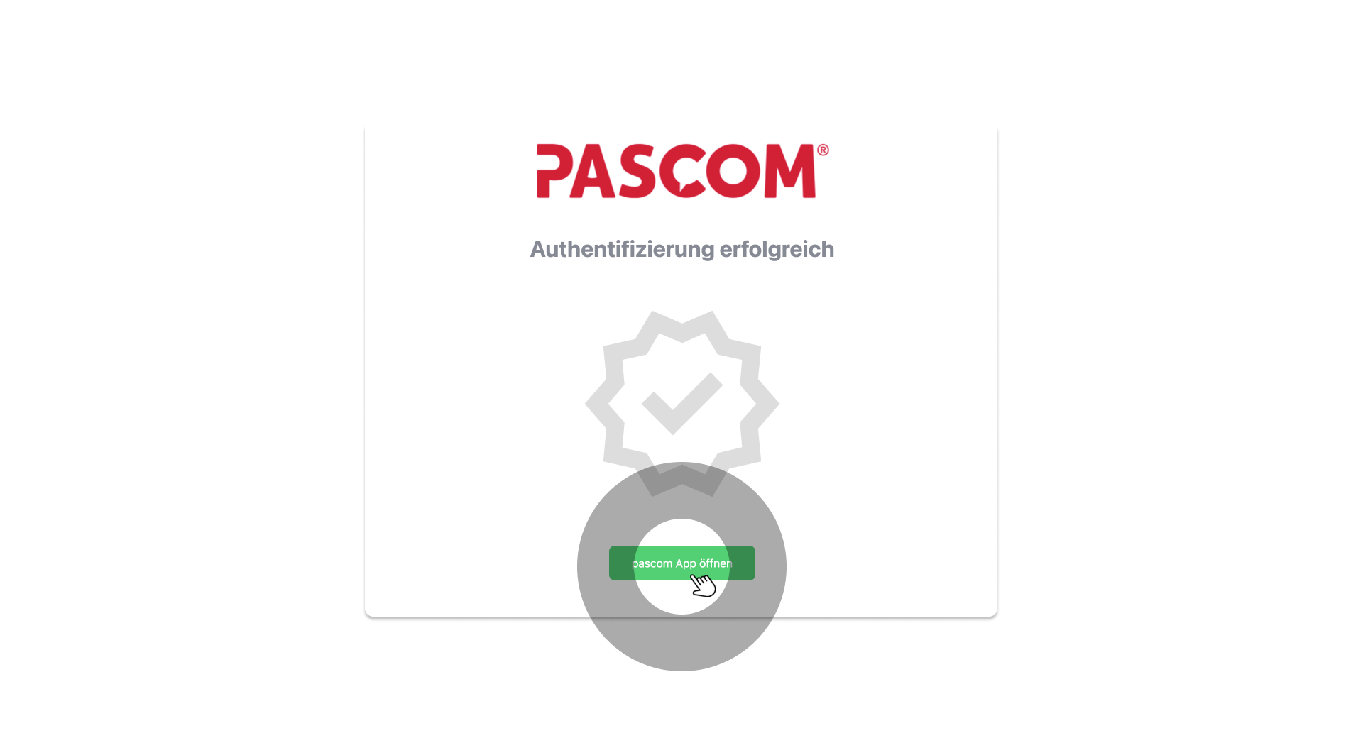 Erfolgreiche Anmeldung an der pascom App