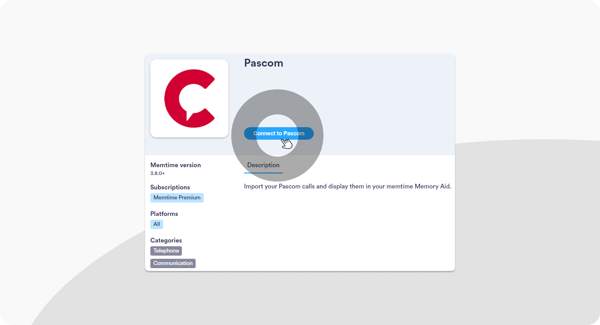 Connect pascom with Memtime